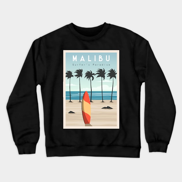 Malibu surf beach Crewneck Sweatshirt by SerenityByAlex